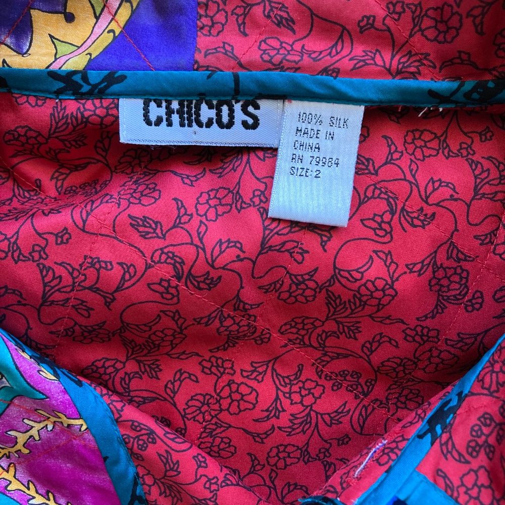 Chico's Light Weight Size S Patchwork Silk Jacket - image 5